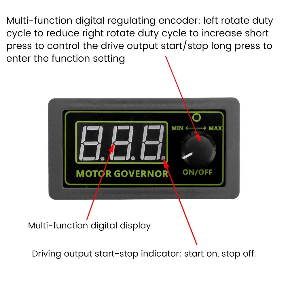 Controlador de Motor de CC, velocidad ajustable PWM, codificador de pantalla Digital, ciclo de trabajo 0-100% ajustable, 7-60V, 12V, 24V, 7A/15A