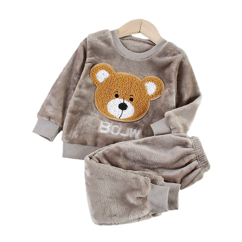 

New Winter Baby Girl Clothes Kids Sleepwear Children Boys Casual Warm T-Shirt Pants 2Pcs/Sets Toddler Costume Infant Tracksuits