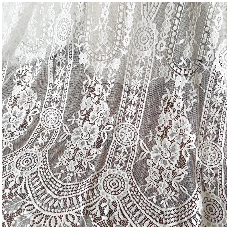 Thick Soft Lace Fabric for Wedding Dress, Eyelashes Pressure Yarn, Geometric Flower Decoration Accessories, New Style