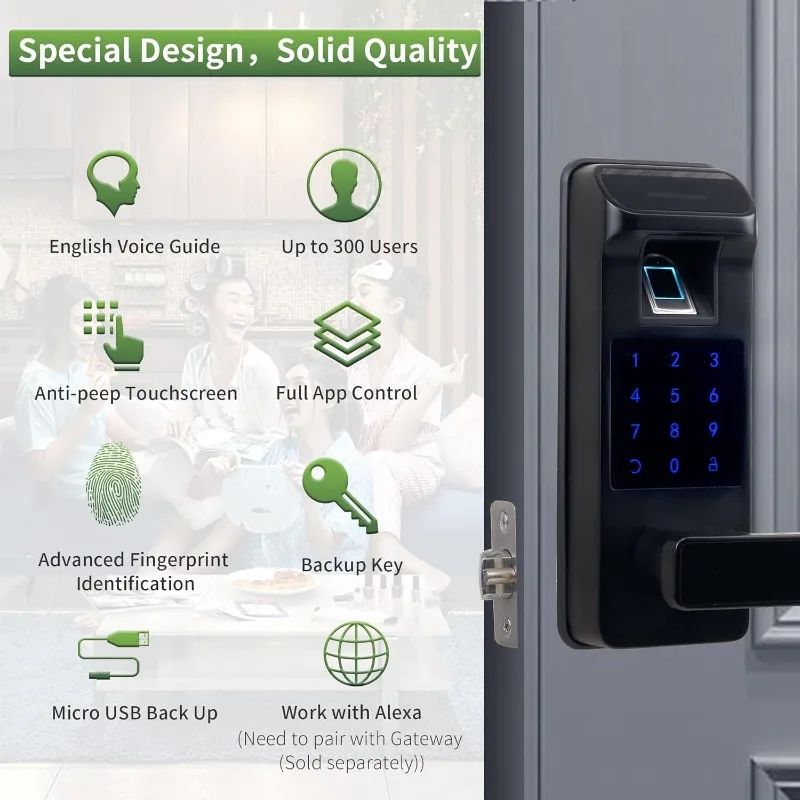 Heavy Duty APP Fingerprint Door Lock and Front Door Lock Set