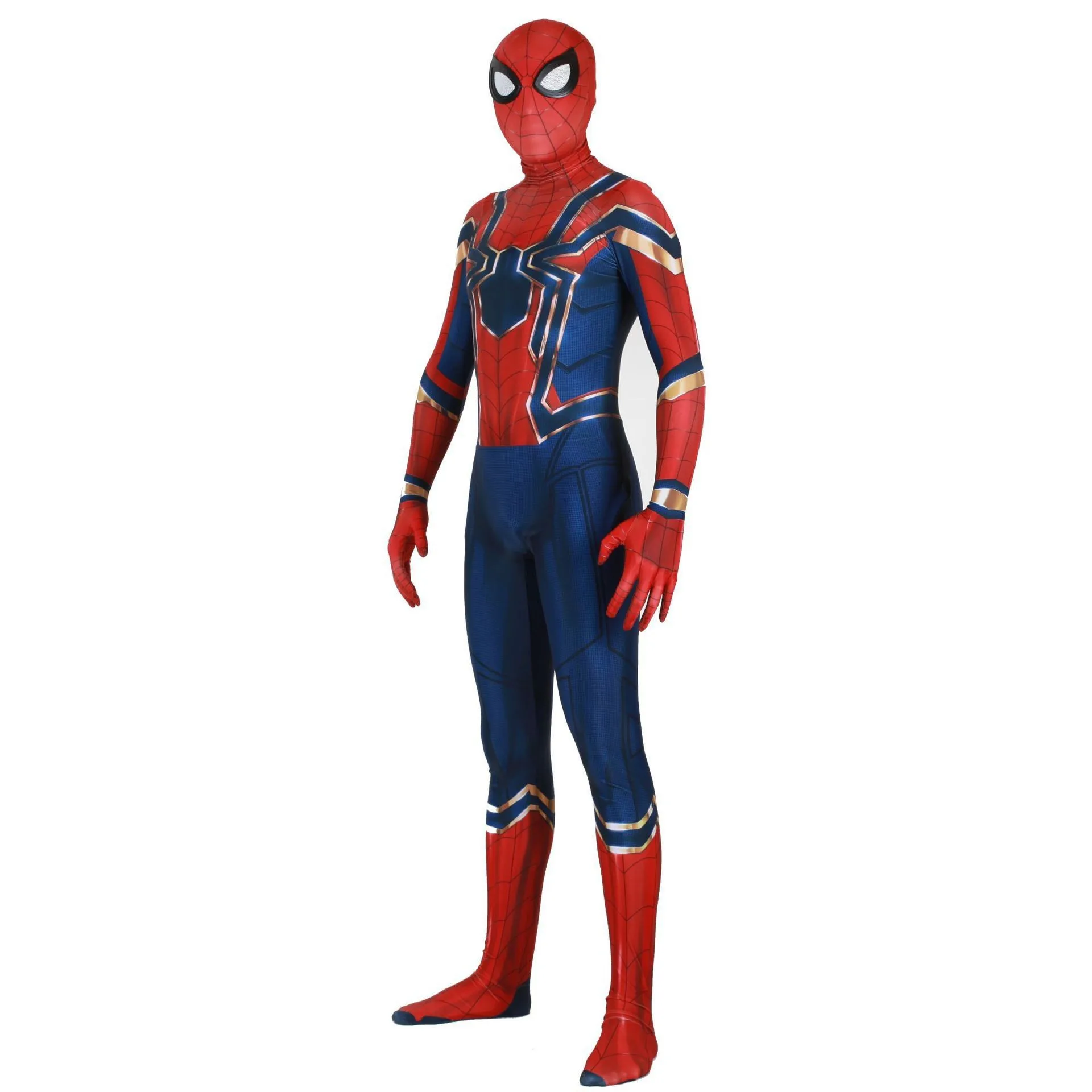 Superhero Spider Cosplay Costume 3D Printed Spandex Zentai Full Bodysuit Jumpsuit with Hood Mask Halloween Party Roleplay Outfit