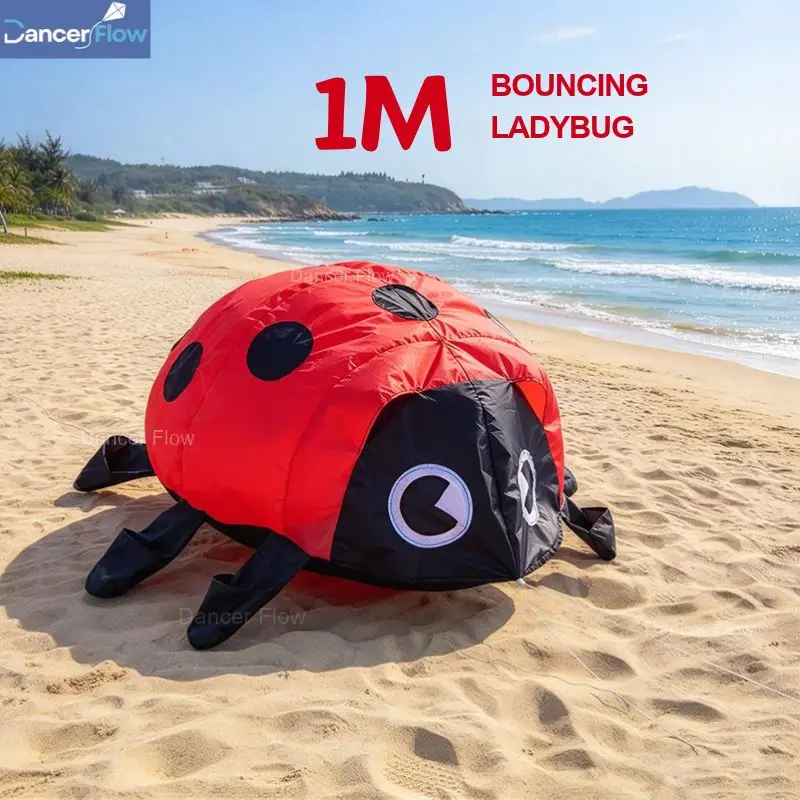 1m Ladybug Bouncing Ground Display Kite 40D Nylon Soft Inflatable Outdoor Decoration For Adults