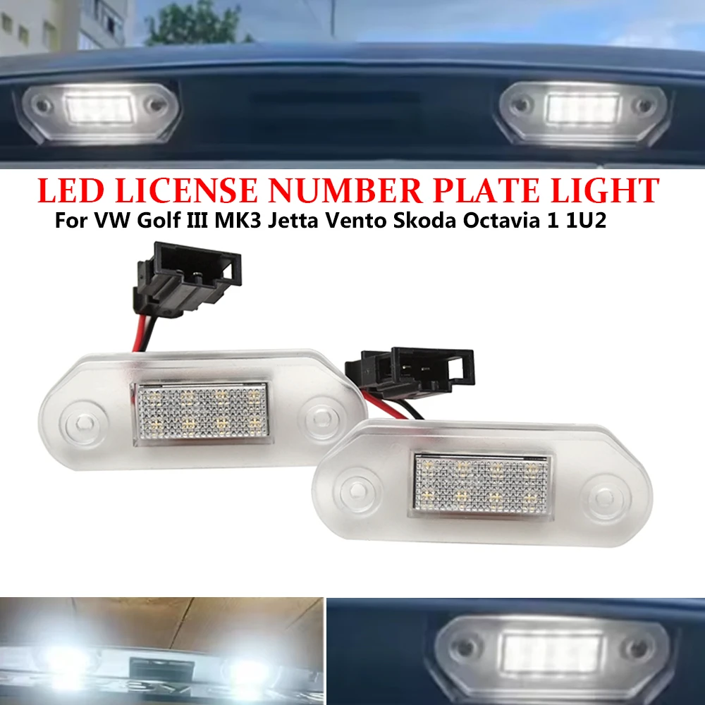 2Pcs LED Car License Number Plate Light Lamp Bulbs Auto Illumination For VW Golf mk3 Gol 2 3 Vento A3 Jetta Mk3 Skoda Octavia I