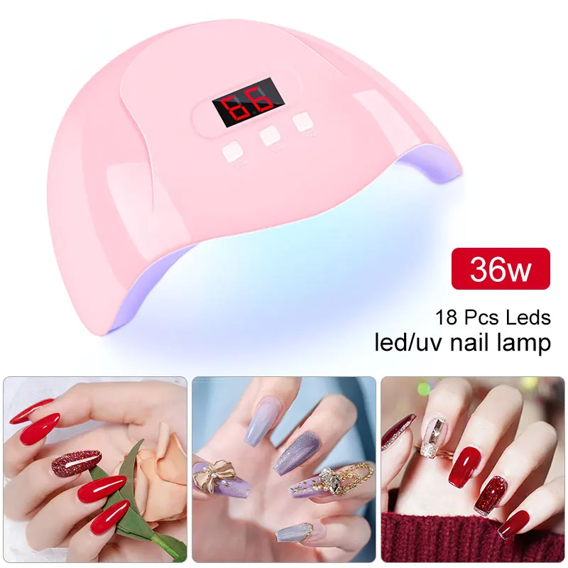 Secador de uñas portátil con Cable USB, lámpara LED UV para secado de uñas, 18 piezas de cuentas, para uso doméstico