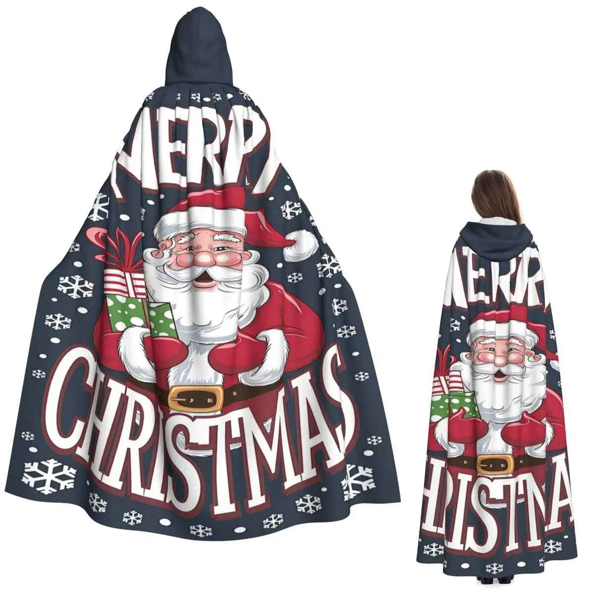 クリスマスの日 クリスマス サンタクロース ロングフード付きマント 魔女 中世コスチューム コスプレケープ ハロウィンパーティー 大人用 ユニセックス