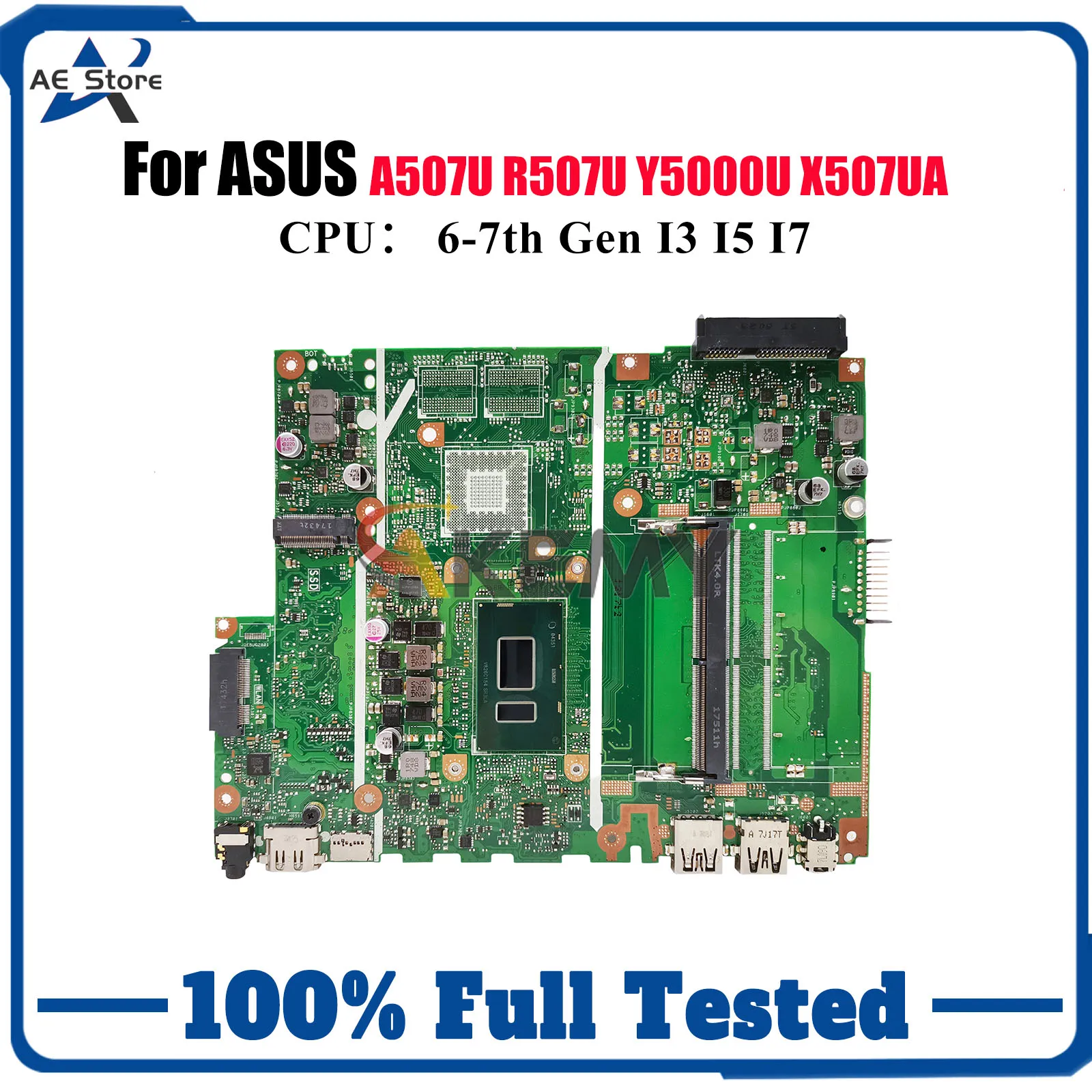 

X507UA Материнская плата для ноутбука ASUS X507UA Y5000U R507U X507UFR A507U X507UB X507UF X507U X507UBR X507UAR Материнская плата I3 I5 I7 CPU