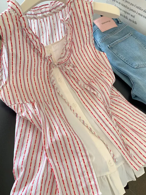 

Женский топ Ele Svel irt Design French Sle в полоску с одной пуговицей, V-образным вырезом, стандартного кроя, летний, повседневный, больших размеров