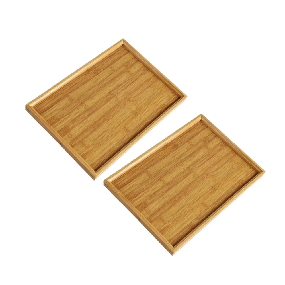 2Pcs Rectangular Wooden Serving Tray Set Rustic Wood Platter For Food Drink Snack Household Dinner Coffee Table Decor Storage