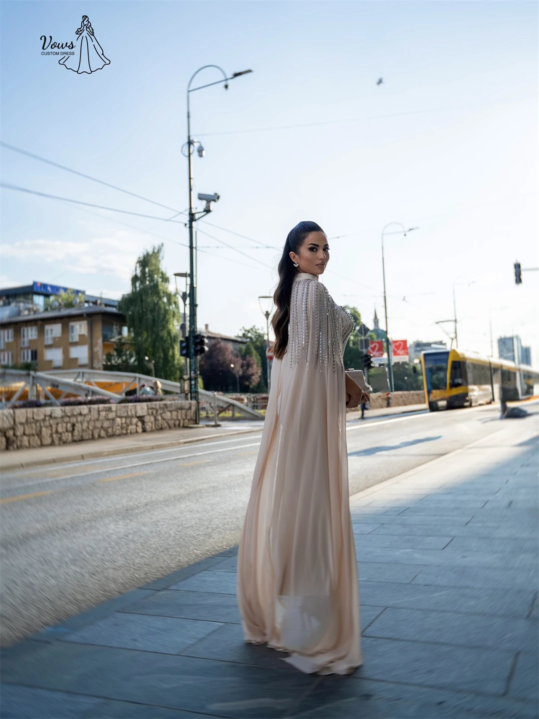 특별한 행사용 웨딩드레스, 피쉬테일 스커트 럭셔리 프롬 드레스 2025 맞춤 제작 리본 비즈 자수 고급 파티 드레스