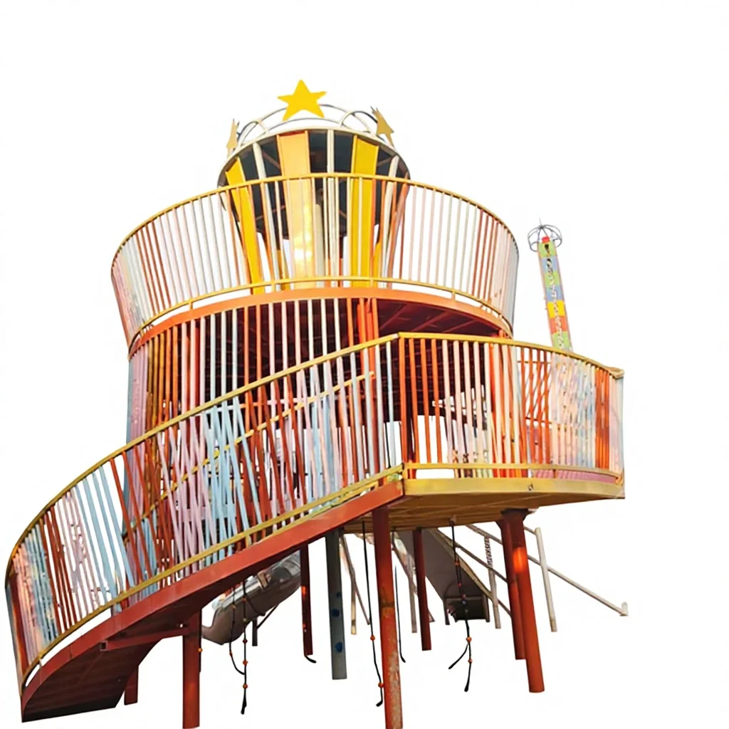 Colorful Eco-friendly Safe High-Capacity Stainless Steel Outdoor Play Tower Bridge, 1-5 Year Warranty, for Kids and Adults
