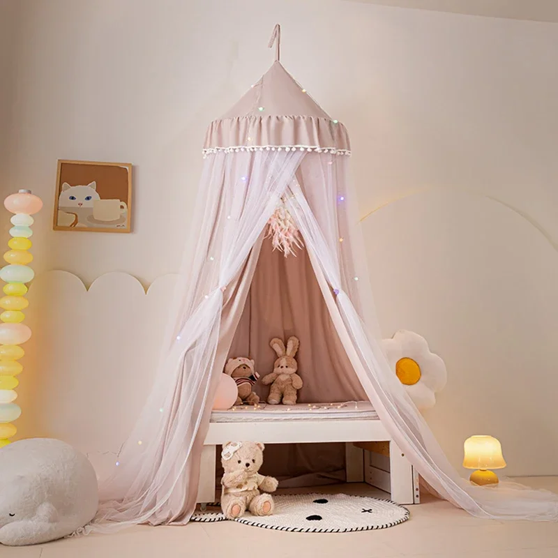 Children Bed Canopy Hanging Dome Mosquito Net Double Layer Bed Valance Anti-mosquito Blackout Curtain Tent Mesh Drapes Bedcover