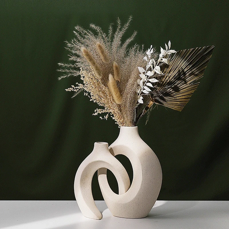 

Desktop Decoration Accessories Nordic Ceramics Snuggle Style Vase Plain Fired Home Furnishings Abstract Art Ins Europe