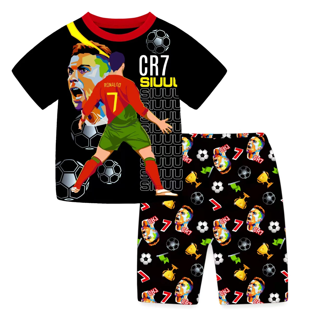 

Kids Boys Girls CR7 Cristiano Ronaldo 2-Piece Cartoon Pyjamas set Pjs Outfit Sleepwear Football Star Nightwear Homewear 6-13