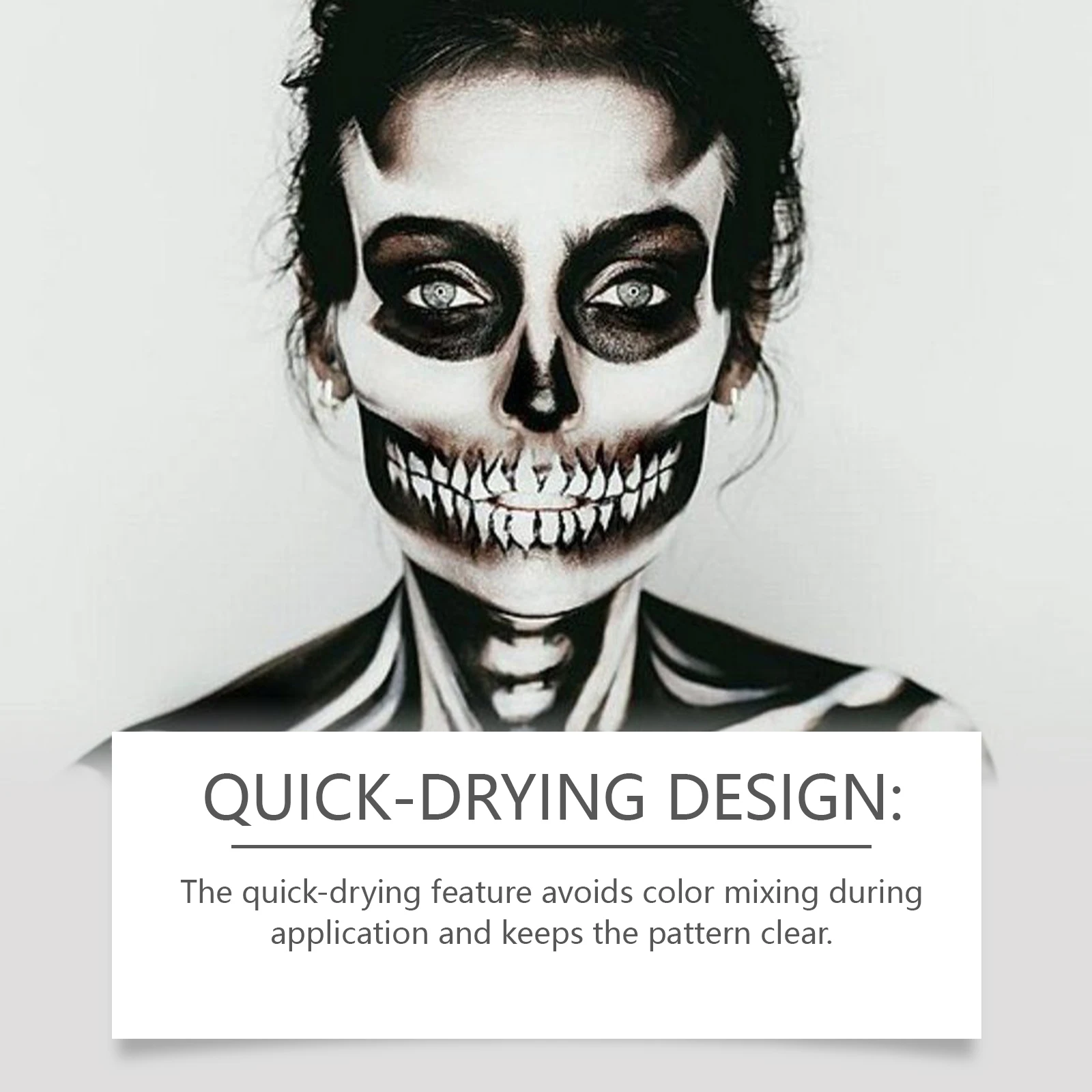 ชุดเพ้นท์หน้าฮาโลวีน 2 ชิ้น: สีสันสดใส ระบายสีสูง สร้างตัวละครฮาโลวีนอันเป็นเอกลักษณ์ (ใบหน้า + ตัว)