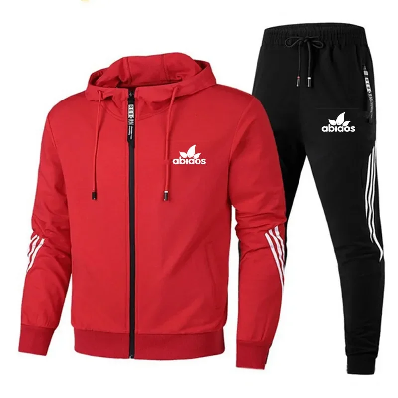 سترة بسحاب خارجي للربيع/الخريف + مجموعة الركض السراويل الرياضية؛ مجموعة كاجوال لكرة السلة واللياقة البدنية مكونة من قطعتين؛ عصرية راقية