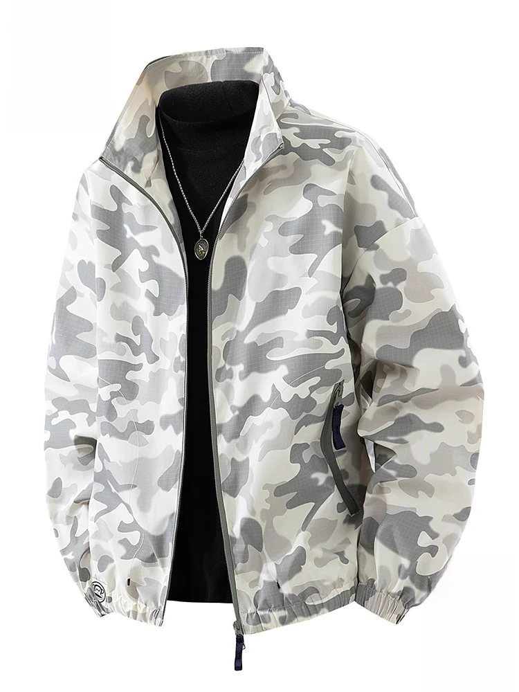 

PaulFrank Loose Fit Camouflage Jaet Men's Autumn Outdoor Spor Sle Zipper Decorated Windproof Polyester Fiber Long Sve
