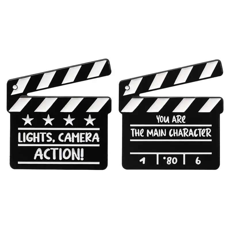 Alfileres de película, escena de película creativa, Pin de tablero de claqueta, eres el personaje principal, broche de aleación, bolsa, insignia de solapa, regalos