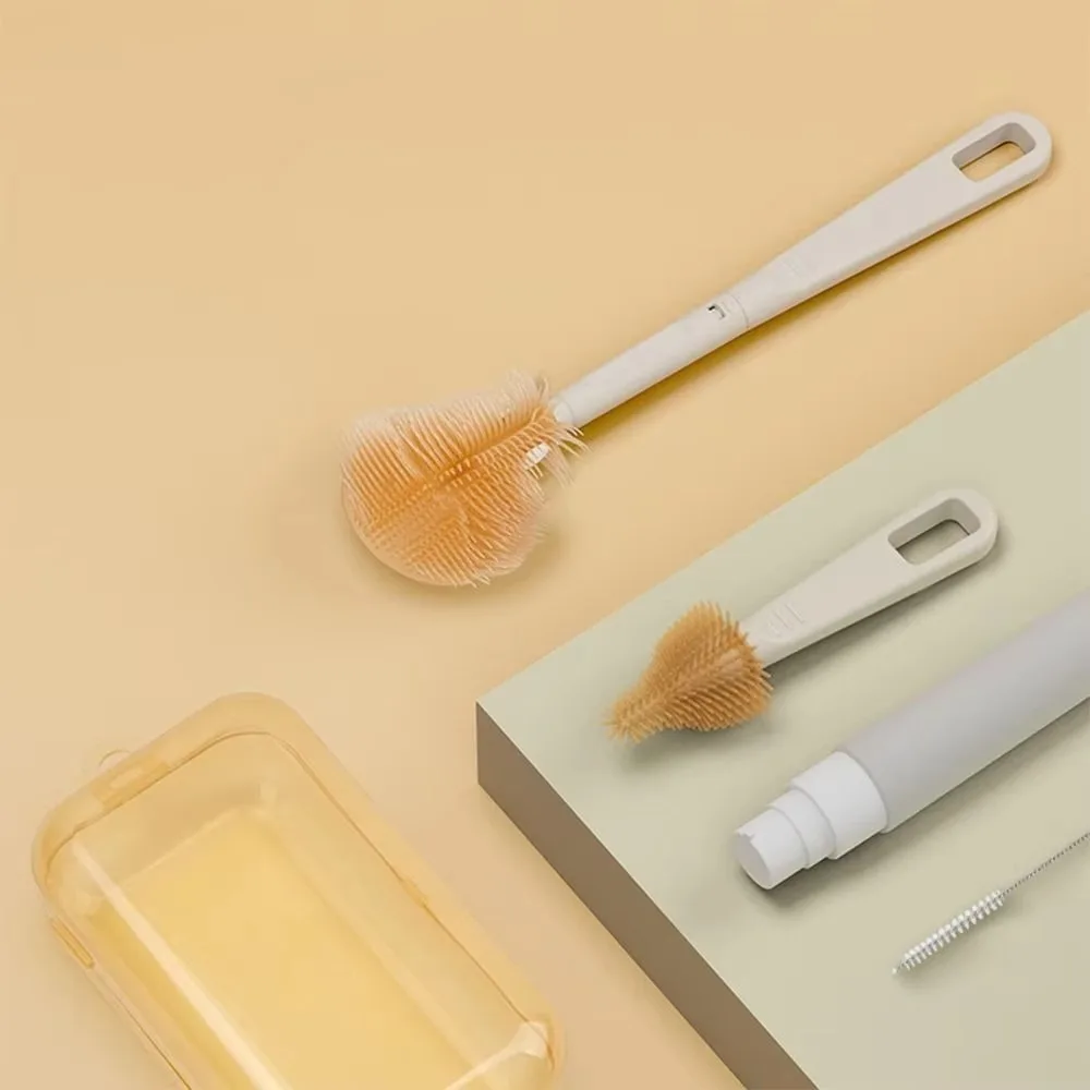 

Long Handle Baby Bottle Brush Kit with Box Multipurpose Baby Bottle Cleaner Brush Washing Tool Set Water Bottle Cleaner