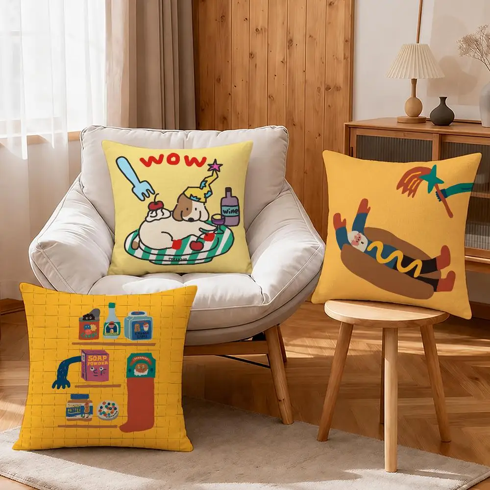 Artist TYAKASHA Cushion Cover Linen Anti-Mite Antibacterial Cushion Cover Invisible Zipper Sofa Decor