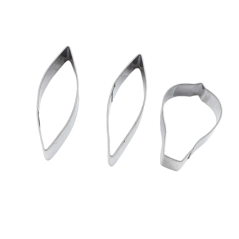 3 pcs/set Stainless Steel Clematis Petal Cutters Biscuit Jelly Fondant Cookie Cutters Cake Decorating Tools