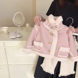 Giacche per ragazze per l'autunno e l'inverno 2023 nuovi top per bambini in peluche e spessi tendenza abbigliamento per bambini alla moda e invernali