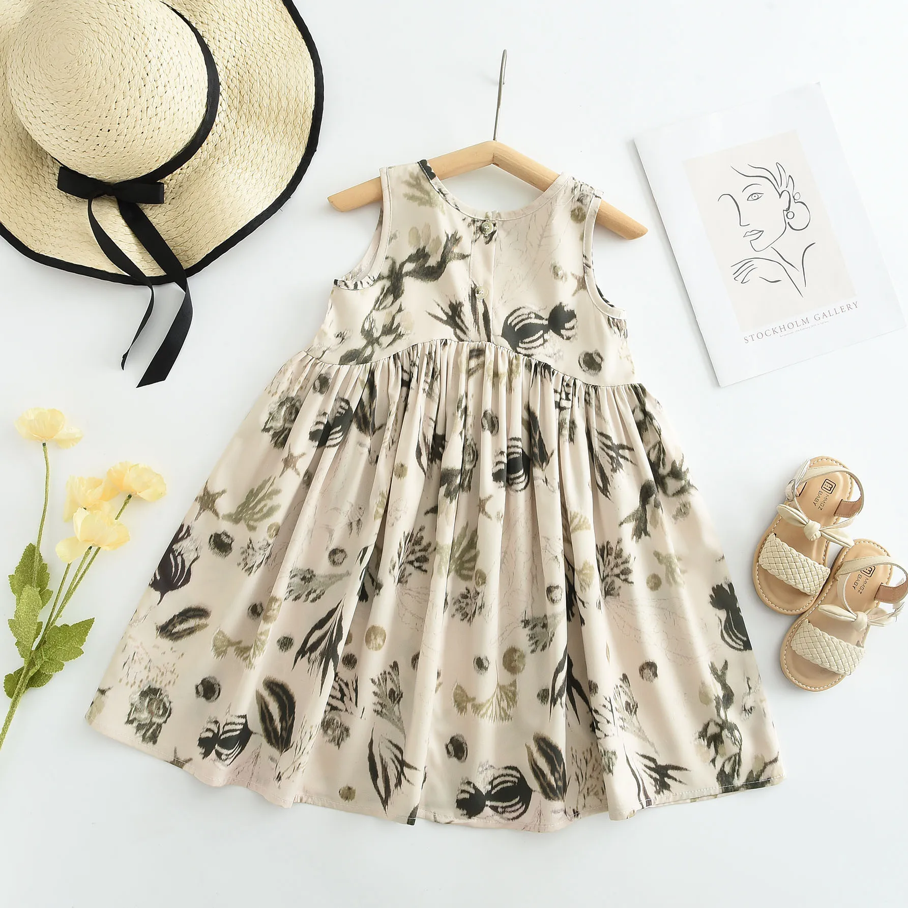 Girls Casual Dresses Floral Print Sleeveless Dress Flower Girl Dresses Kids Clothes for Girls 3 To 7 Years Toddler Girl Clothes