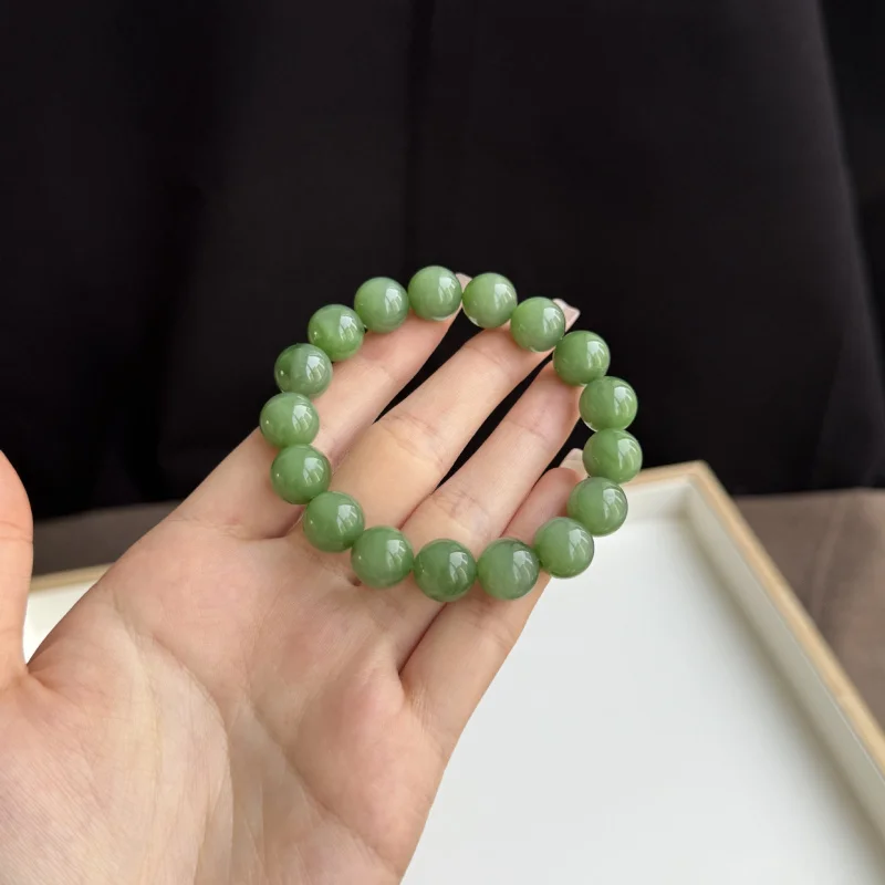 

Браслет из натуральных бусин Hetian, русская яшма, Ян, зеленый микро-глаз, круглый браслет из бисера, 12 мм