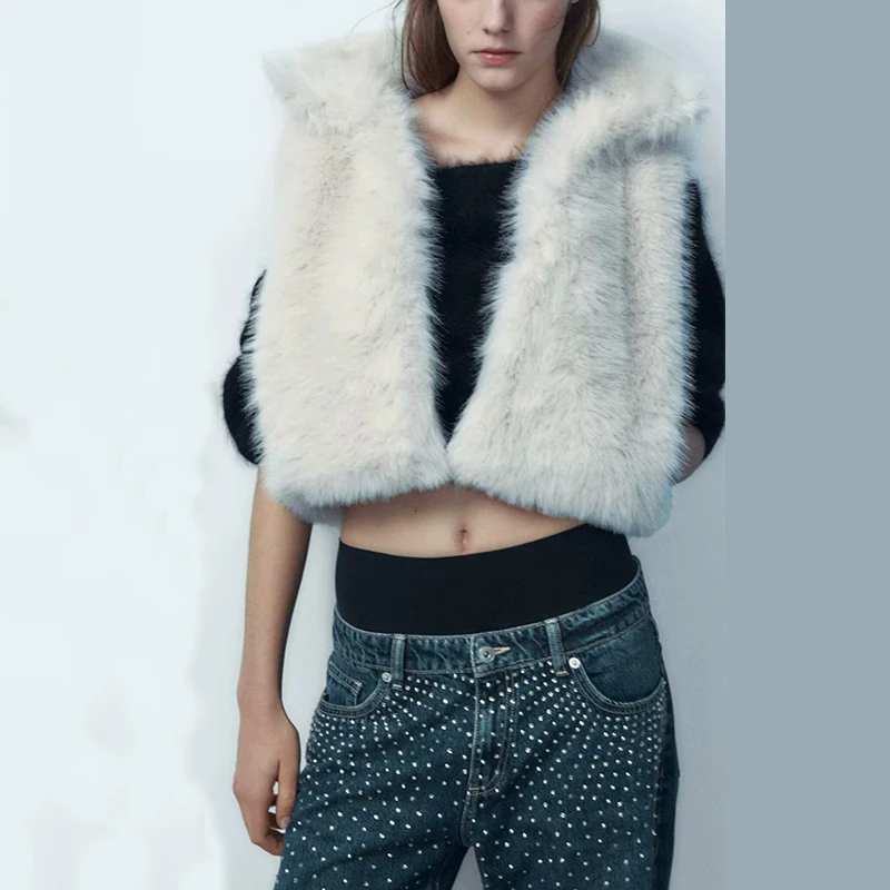 

Ele Fur Vest Z Women's Faion Asymmetric Commute Sle Slim Fit Polyester Fiber ort Length Pullover Summer 2025