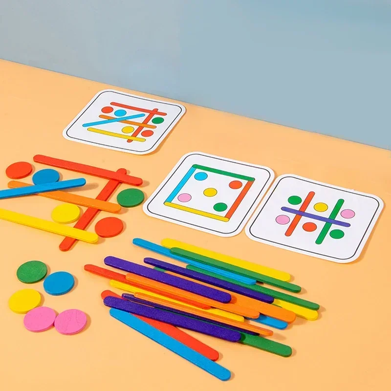 Rompecabezas 3D de madera Montessori para niños, juego de rompecabezas Tangram, palo geométrico, forma de anillo a juego, juguetes educativos tempranos para niños pequeños