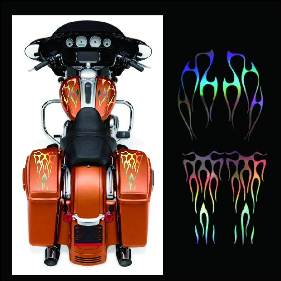 4PCS Fire Flame Sticker For Motor Body Parts Decoration Waterproof Flame Decal Motorcycle Reflective Stickers