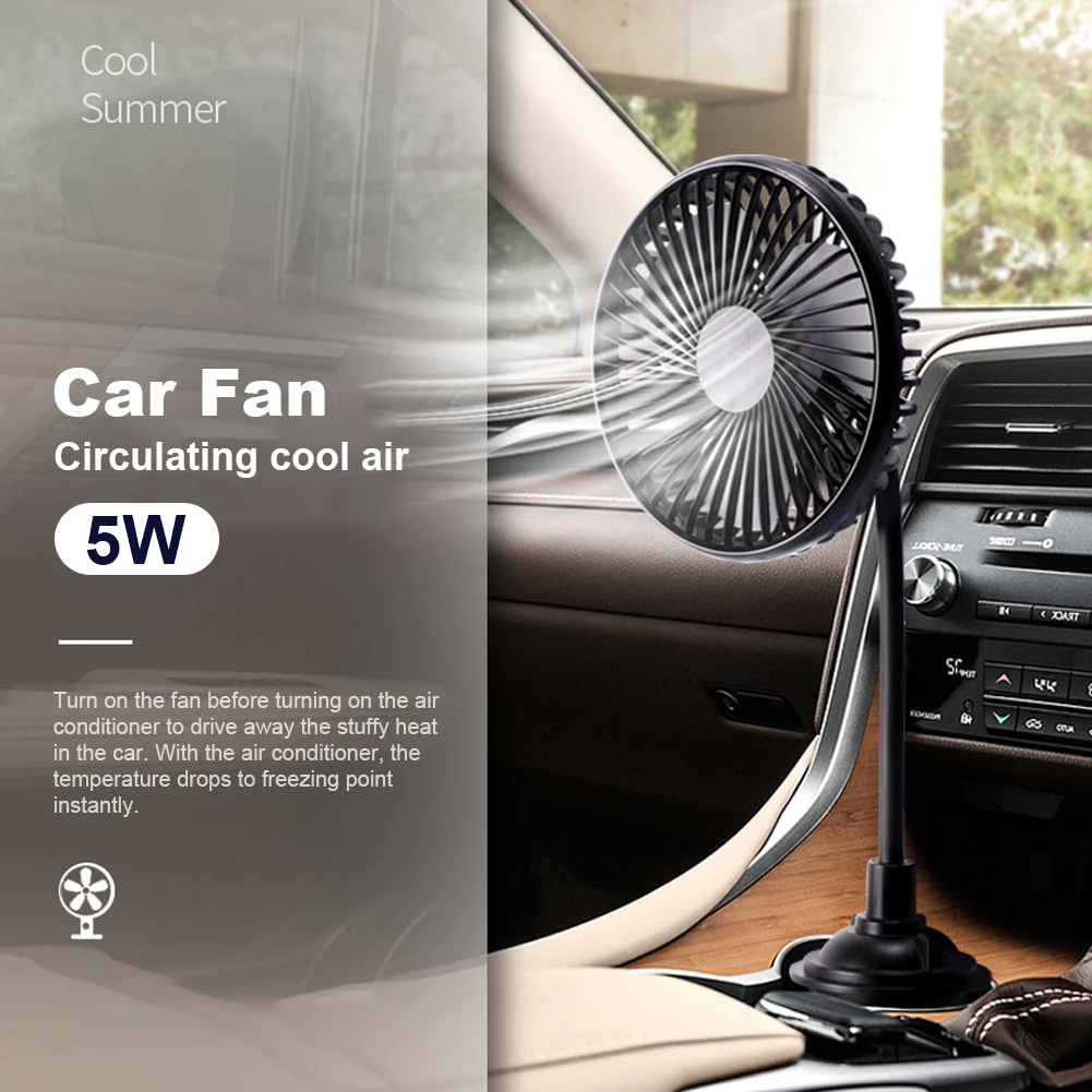 USB 3 Speed Automobile Vehicle Fan Powerful Quiet Portable Car Cup Holder Fan Rotatable for Car Van Truck SUV RV