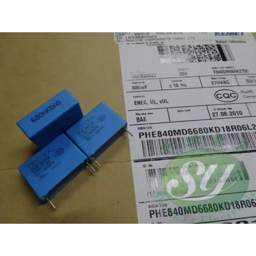 10PCS PHE840MD6680KD 0.68 uf/275vAC 680nf u68 684 ยี่ห้อใหม่ตัวเก็บประจุฟิล์ม 22 มม.