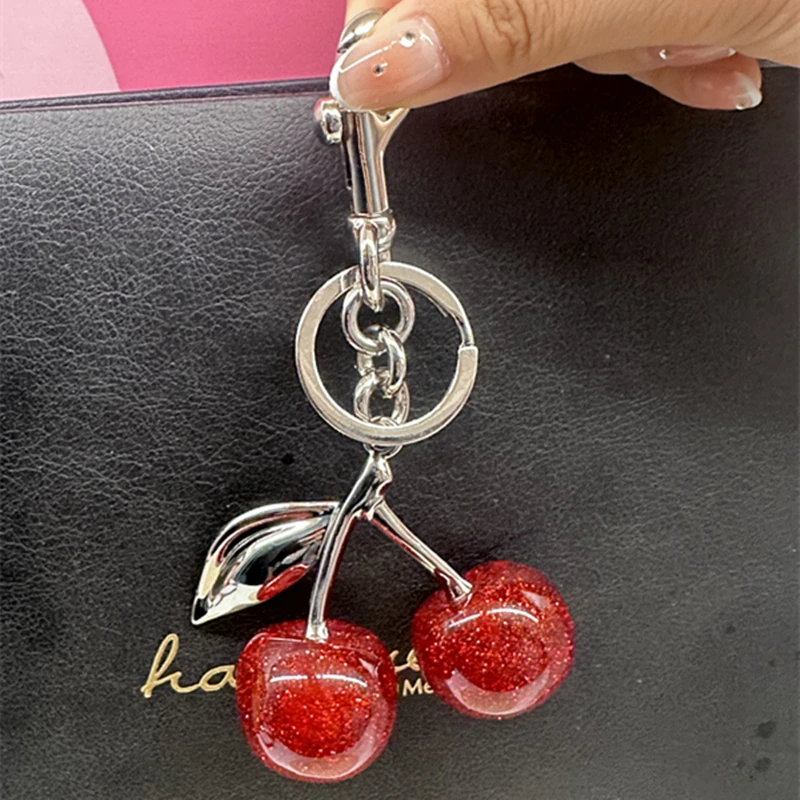 Fashion Cherry Keychain Summer Fruits Cherries Pendant  For Coach Handbag Shoulder Bag Women Jewelry Bag Accessories Gift