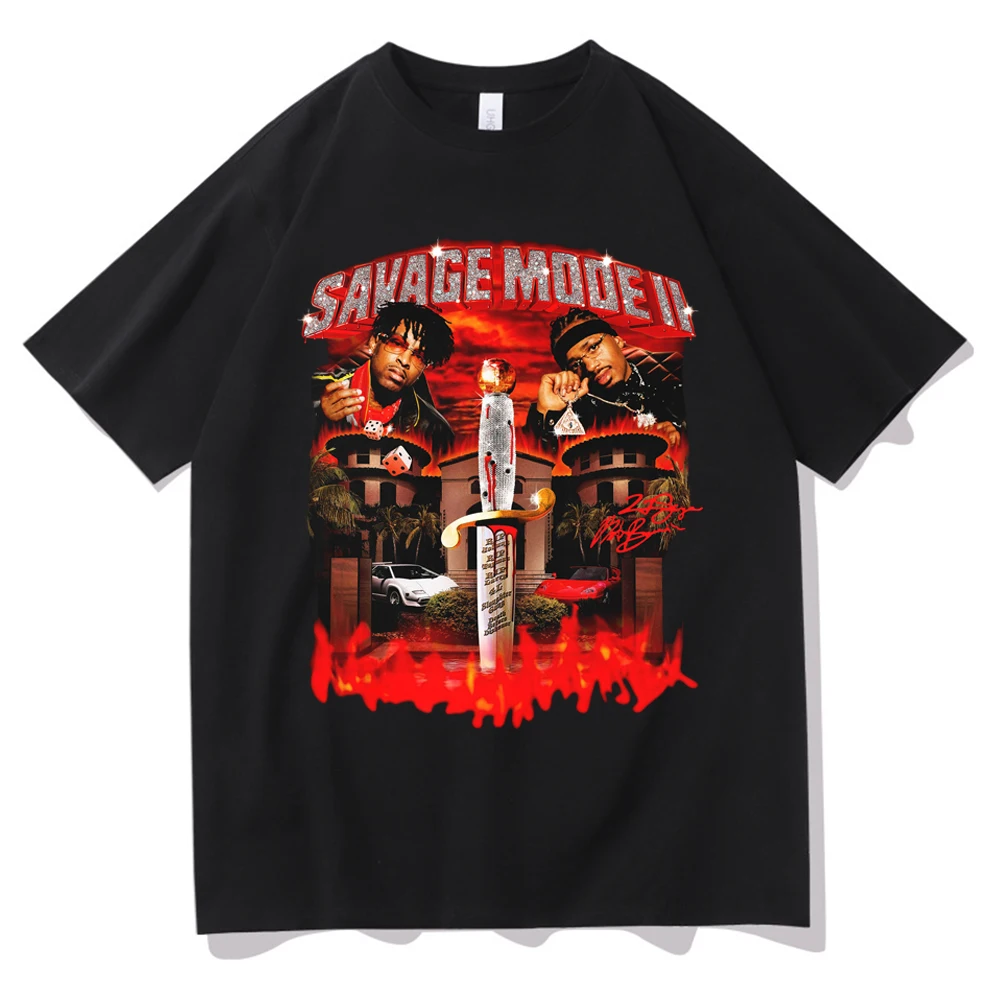 

21 Savage Stories American Dream Album T-shirt Men's Fashion Music Album Hip Hop T-shirt Street Clothing Harajuku Four Seasons