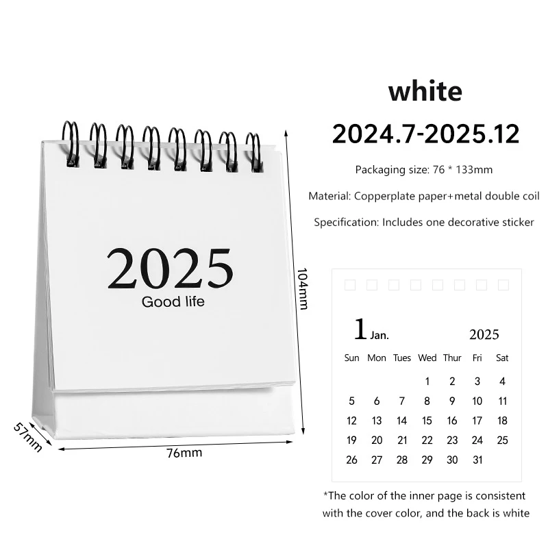 Mini Calendario de escritorio de Color Morandi para estudiantes, Plan Simple, calendario de mesa pequeño, lindo planificador diario, suministros de oficina, 2025