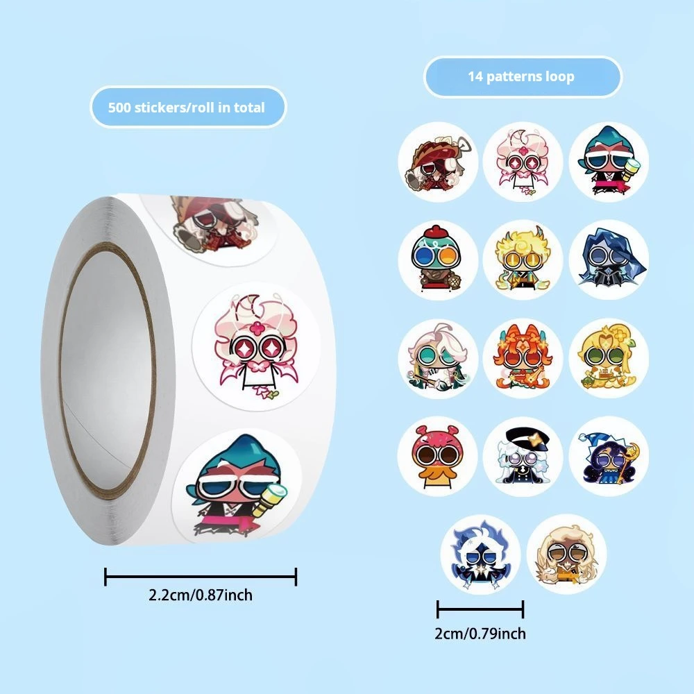 

500Pcs/roll Collection of Cookie Run Kingdom Stickers Cute DIY Diary Laptop Skateboard Graffiti Decals decoration materials