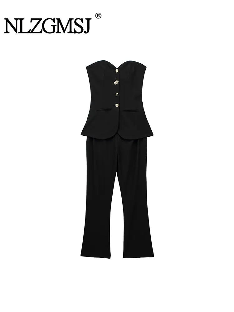 

Nlzgmsj TRAF 2023 Spring Autumn Jumpsuit Women Corset Woman Sleeveless Long Jumpsuits Woman Sexy Jumpsuit Overalls