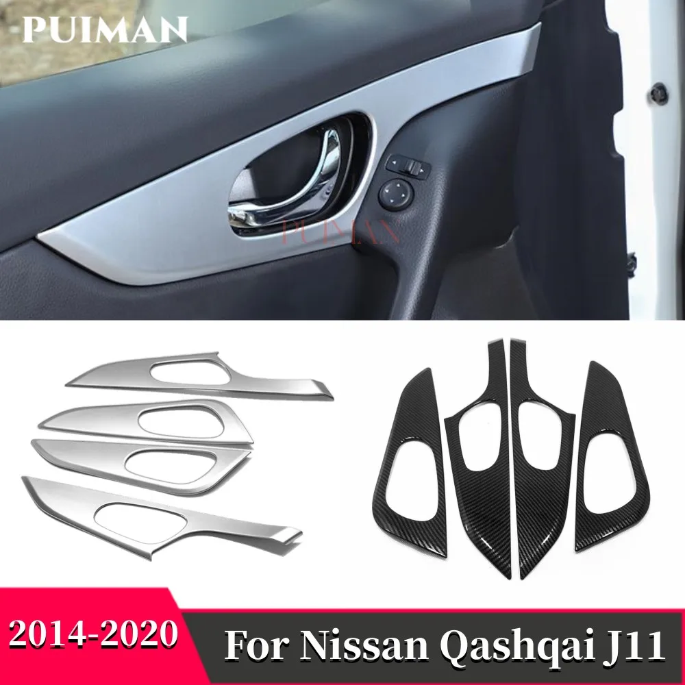 For Nissan Qashqai J11 Rogue Sport 2014-2020 Car inner door Bowl protector frame Cover Trim Chrome Interior Styling Accessories