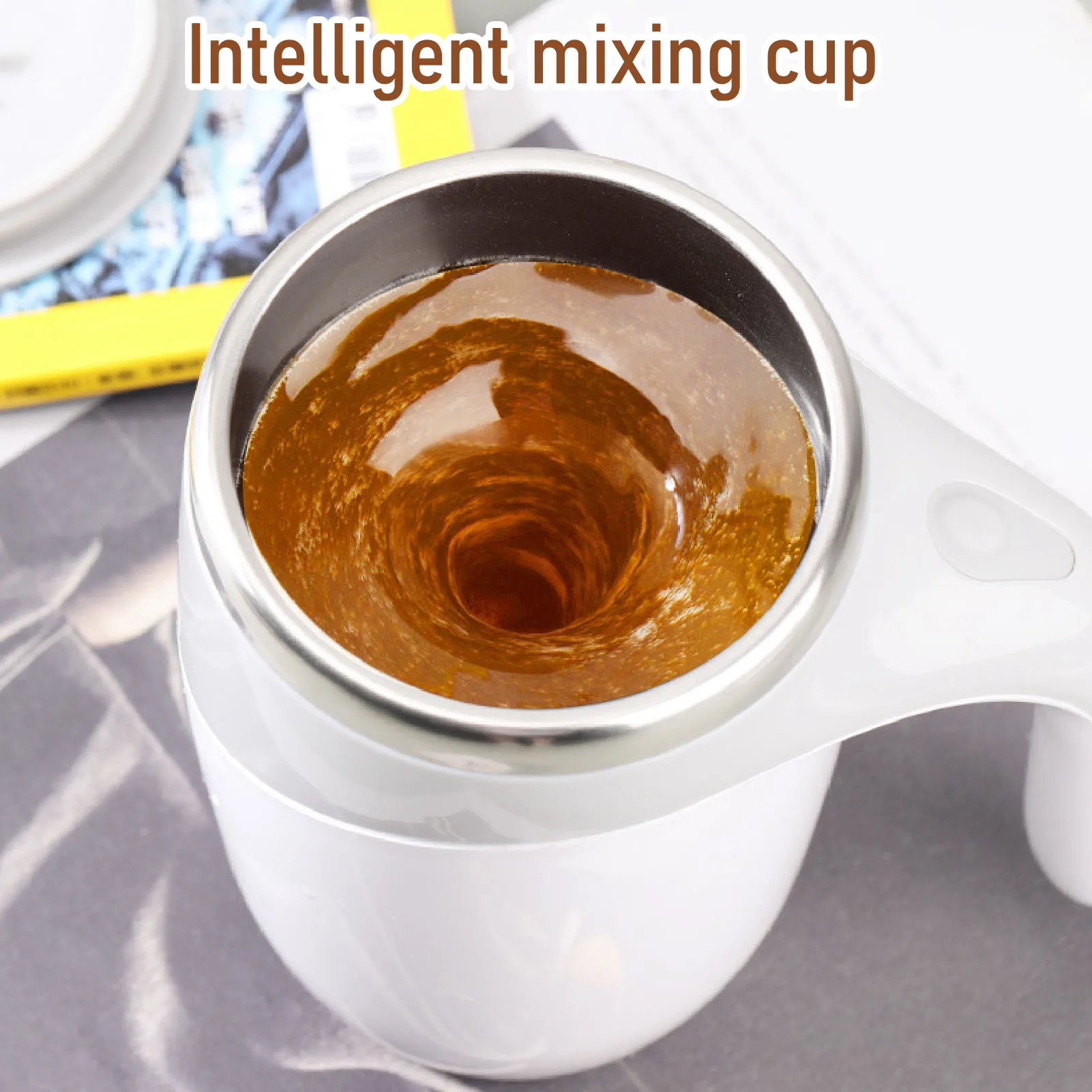 D9 Self Stirring Mug Electric Magnetic Rotating Mixing Cup Automatic Metal Cup for Coffee Milk Rotating Electric Milk Coffee Cup