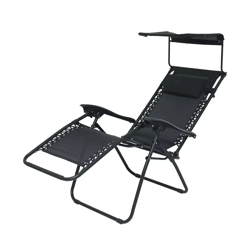 Portable Folding Recliner with Sunshade Dual Purpose Outdoor Camping Chair Home Balcony Leisure Carbon Fiber Lightweight