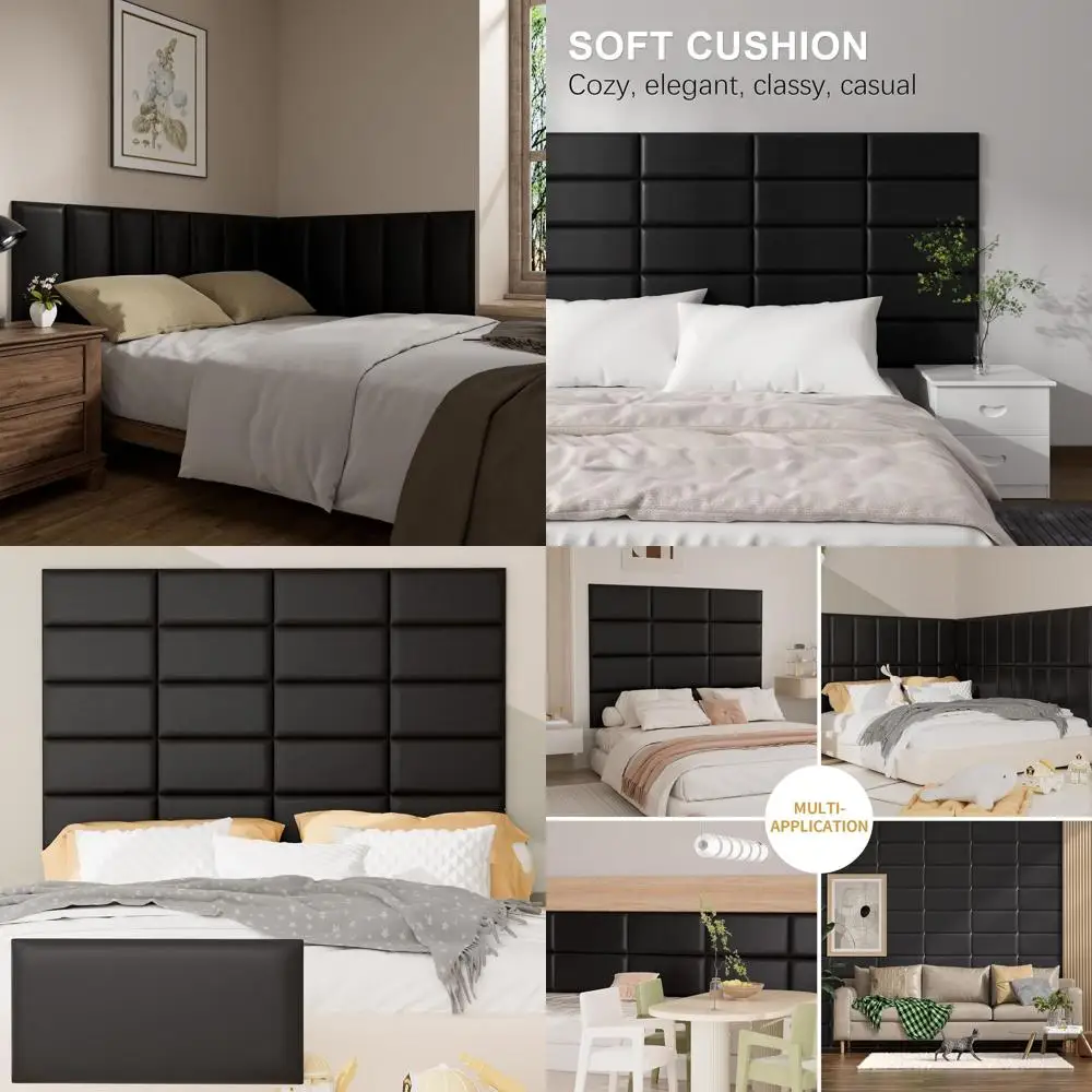 Self-Adhesive 3D Wall Panels - Upholstered Headboard for Queen & King Beds, Bedroom/Living Room Decor (9 Pieces, 9.84x23.6)