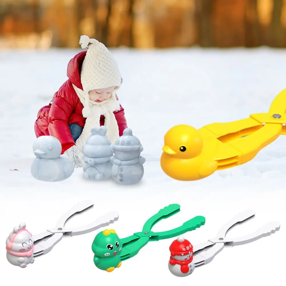 Creative Plastic Snowball Clip Cartoon Dinosaur Duck Shape Snow Play Toy Snowball Tool Snow Ball Mold Kids Gift