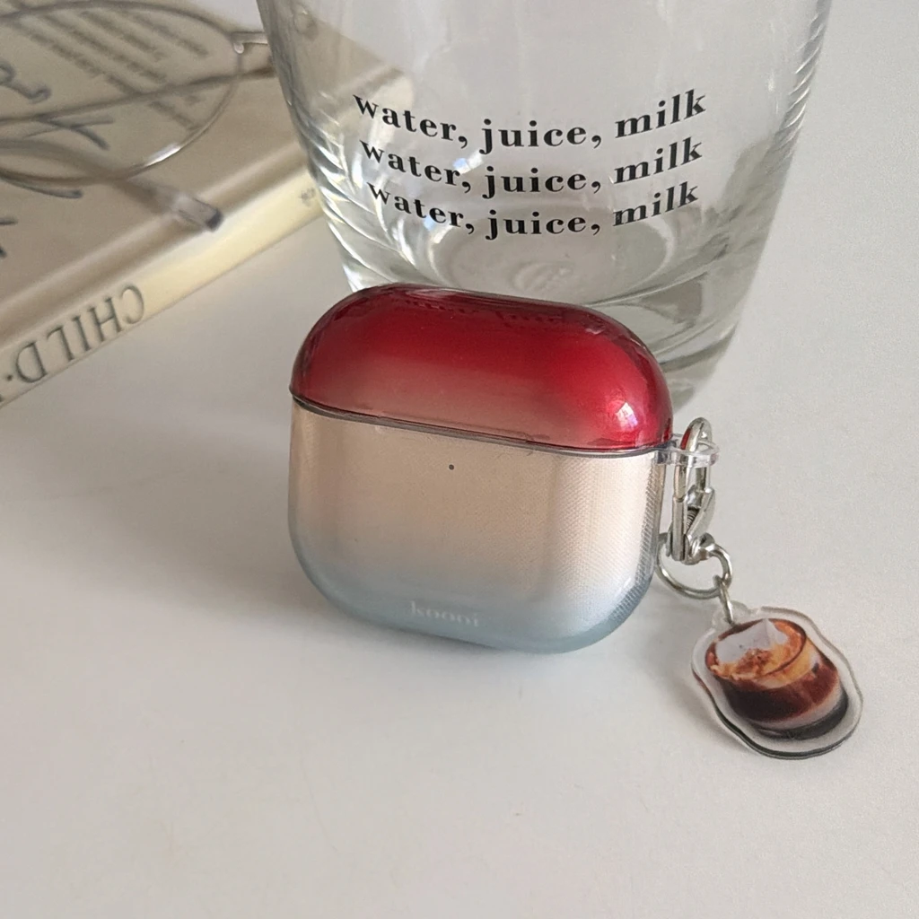 Ins Korean Style Tri Color Gradient With Coffee Pendant Translucent Earphone Protect Cover Case for AirPods 2 3 4 Pro Pro2 Pro3