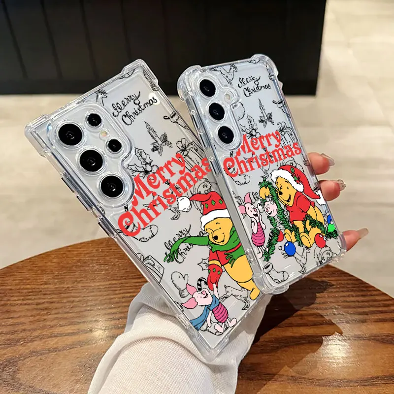 عيد ميلاد سعيد ويني ذا بوه جراب هاتف لهاتف سامسونج جالاكسي S25 FE S24 S23 S22 S21 Ultra S20 Plus نوت 20 10 غطاء شفاف ناعم