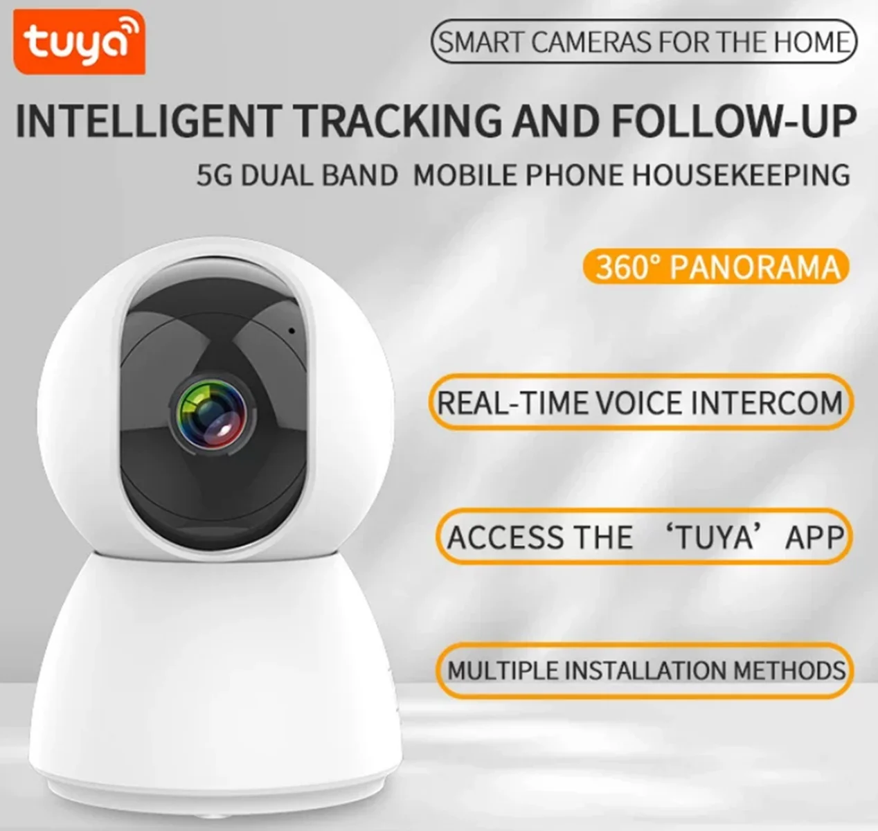 Tuya APP Smart WiFi Camera 400W Video Recorder 360° Night Vision Baby Monitor Remote Reminder Smart Home Security
