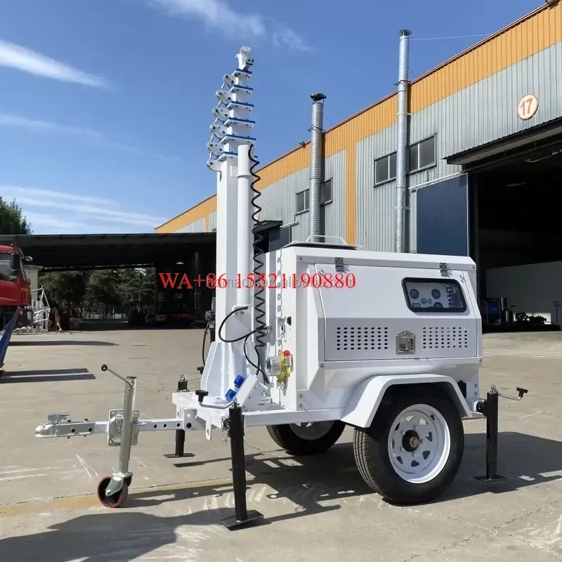 WMWMNU for Kubota 9M 4x400W Diesel Generator LED Light Tower Hydraulic Lifting Mine Area Gas Detector White New Optional