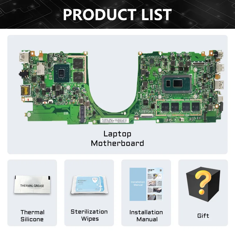 UX331FN komputer mainboard mendukung ASUS ux331hal UX331FA BX331F laptop motherboard dengan I3 I5 I7 8th CPU V2G/UMA 8G/16G RAM