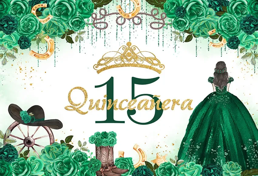 Mehofond-Fondo de fotografía de Quinceañera, corona de flores, princesa para niña, 15 ° cumpleaños, decoración de fiesta, telón de fondo para estudio fotográfico