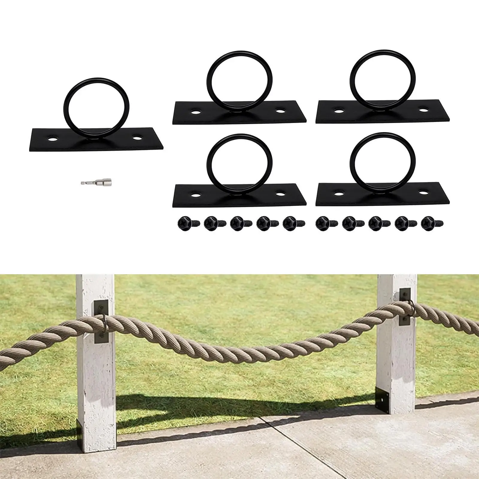 5Pcs Decorative Rope Holders Ceiling Hook Stainless Steel Wall Mount Hanger Ring Rope Supports for Stair Railing Deck Decor