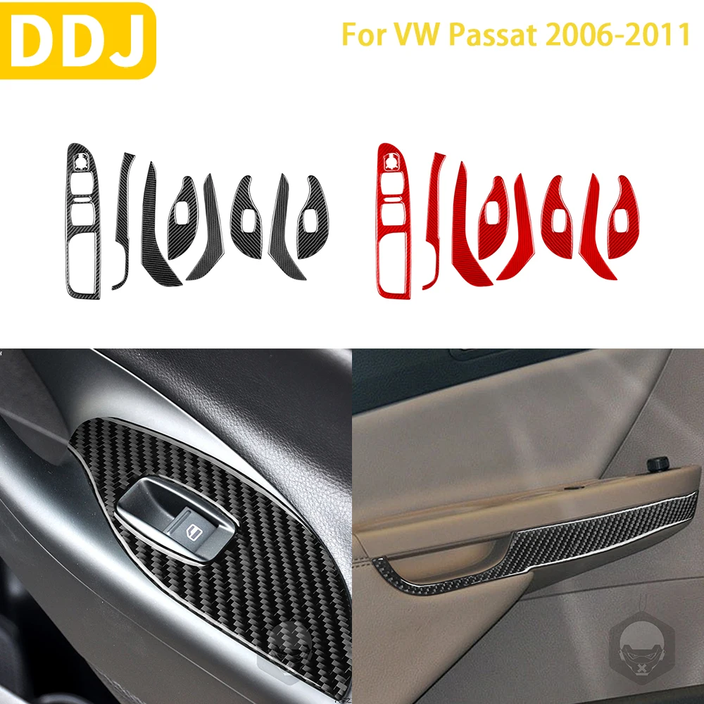 

Для Volkswagen VW Passat 2006, 2007, 2008, 2009, 2010, 2011, аксессуары из углеродного волокна, набор панелей для подъема салона автомобиля, двери, стикер для отделки